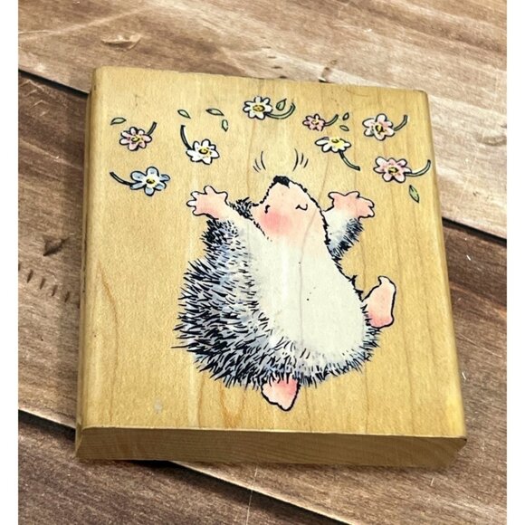 1999 PENNY BLACK 1436J HEDGEHOG JOY WOOD MOUNTED RUBBER STAMP BY MARGARET SHERRY - Picture 1 of 5